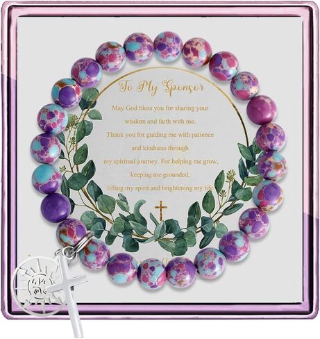 ARHTF Confirmation Sponsor Gifts for Women Men AA Sponsor Gifts Sponsor Appreciation Gift with Compass Cross Charm in Saudi Arabia