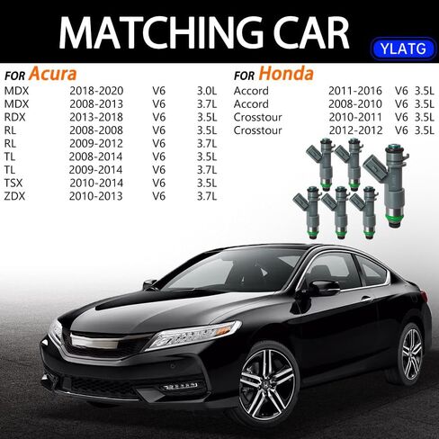 حاقن الوقود YLATG لـ Acura: MDX 2008-2020، RL 2008-2012، TL 2008-2014، ZDX 2010-2013، RDX 2013-2018، TSX 2010-2014، 3.5L V/3.7L V6.For Honda: Crosstour 2010-2012، أكورد 2008-2016 3.5 لتر V6.OEM #FJ982 (6 قطع) in Kuwait