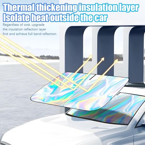 Mandark Sunshade for Car Windshield, Foldable Reflective Automotive Front Window Sun & UV Rays Blocker, Vehicle Interior Sun Protection Accessories, Universal for SUV Sedan Truck (57.09" x 31.5") in Saudi Arabia