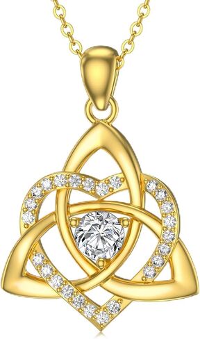 14K Real Gold Celtic Knot Pendant Necklace for Women Solid Yellow Gold Good Luck Trinity Knot Necklace Dainty Irish Necklace in Kuwait