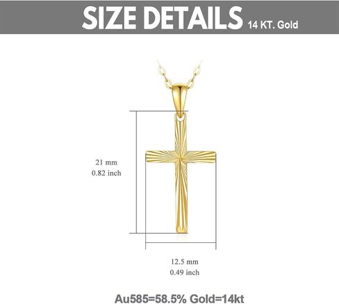 SISGEM 14K Solid Gold Cross Necklace for Women, Real Gold Diamond-cut Cross Crucifix Necklace Blessed Religious Gift Confirmation Baptism Jewelry Gift for Her, Mom, Wife, 16"-18" in Saudi Arabia