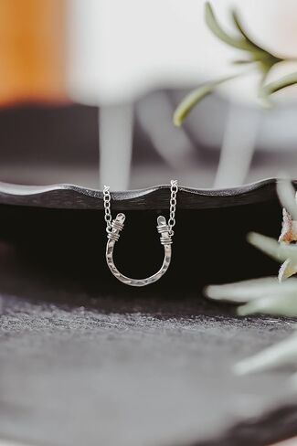 Lucky Horseshoe Necklace Hammered 18 inch chain length in Kuwait