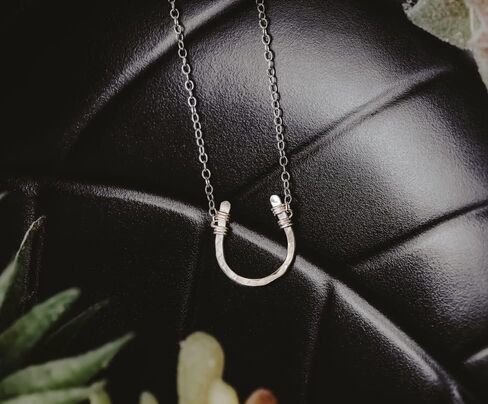 Lucky Horseshoe Necklace Hammered 18 inch chain length in Kuwait