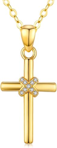 KQ&TTENG Birthstone Cross Necklaces 14K Gold Plated Cross Pendant Faith Christian Religion Jewelry Gifts for Women Birthday in Saudi Arabia
