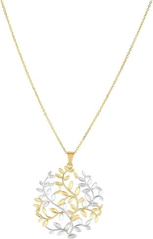 Jewelry Affairs 14k Yellow White Gold Tree Of Life Pendant Necklace, 18" in Saudi Arabia
