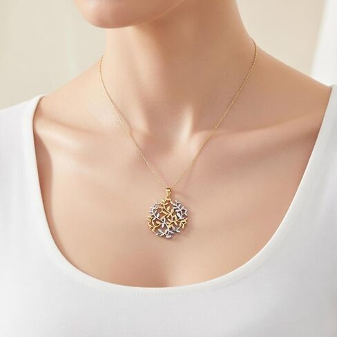Jewelry Affairs 14k Yellow White Gold Tree Of Life Pendant Necklace, 18" in Saudi Arabia