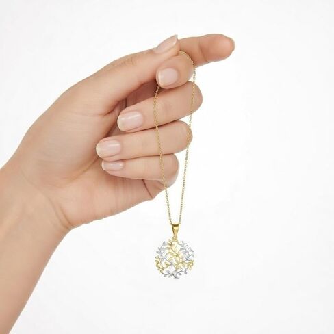 Jewelry Affairs 14k Yellow White Gold Tree Of Life Pendant Necklace, 18" in Saudi Arabia