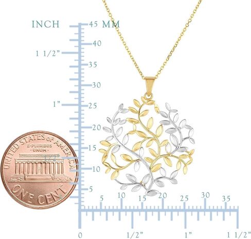 Jewelry Affairs 14k Yellow White Gold Tree Of Life Pendant Necklace, 18" in Saudi Arabia