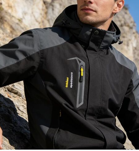 Men's raincoat windproof outdoor sports jacket lightweight with hooded in Saudi Arabia