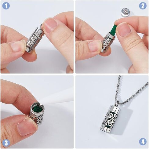 SUPERFINDINGS 2Styles Essential Oil Diffuser Necklace Bracelet Stainless Steel Aromatherapy Locket Column Pendant Set with 20Pcs Perfume Pads Adjustable Necklaces Bracelet for Christmas Birthday Gifts in Saudi Arabia
