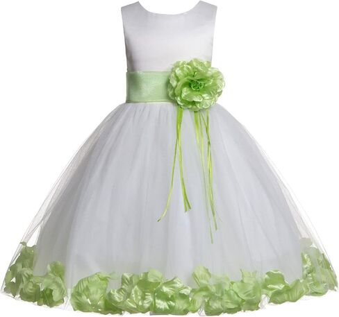 White Tulle Floral Rose Petals Flower Girl Dresses Fancy Novelty Gown 007 in Saudi Arabia