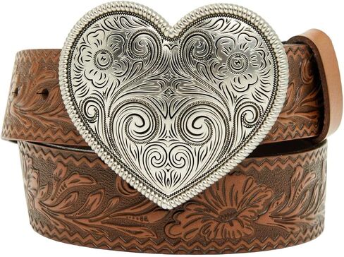 Shyanne Women's Valentina Embossed Heart Buckle Belt - SASU25BT8-BN in Kuwait