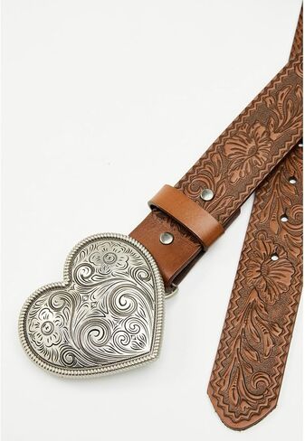 Shyanne Women's Valentina Embossed Heart Buckle Belt - SASU25BT8-BN in Kuwait