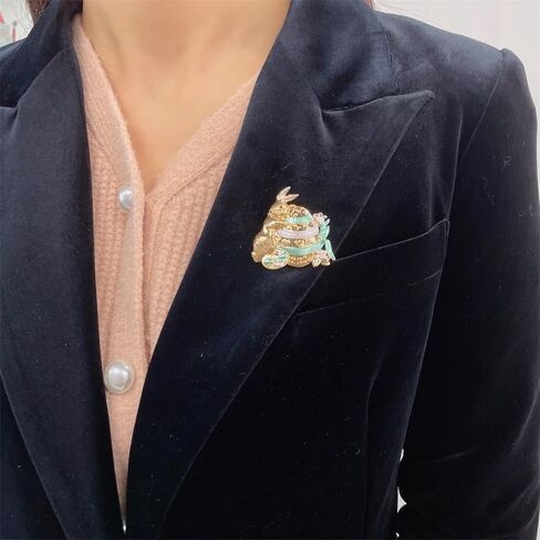 Rabbit Easter Egg Cartoon Brooch Pin for Women Girls Cute Vintage Gold Plated Animal Bunny Brooches Lapel Pins Badge Accessory for Suit Dress Clothing Hat Bag Fashion Jewelry for Easter Day Birthday Daughter 40mm in Saudi Arabia