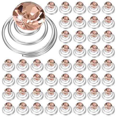 WILLBOND 60 Pieces Rhinestone Crystal Twisters Set Spiral Hair Pin Coil for Wedding, Bridal, Prom, Party and Important Occasion with Clear Container (Clear) in Saudi Arabia