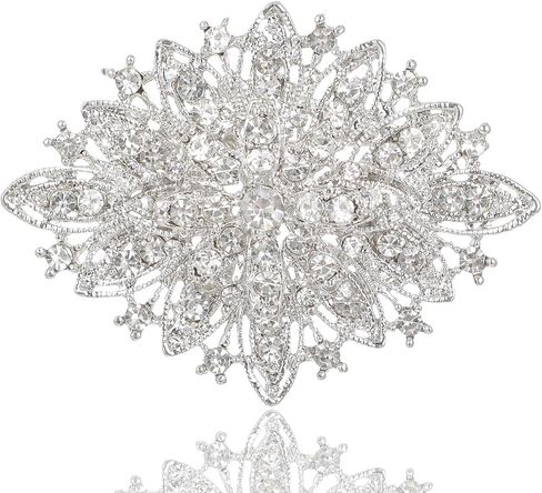 Vintage Deco Crystal Rhinestone Brooch Pin Flower Brooch for Women Floral Lapel Pins Clip Sweater Coat Scarves Dress Birthday Party Wedding Costume Jewelry in Saudi Arabia