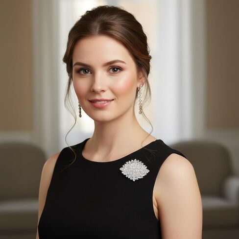 Vintage Deco Crystal Rhinestone Brooch Pin Flower Brooch for Women Floral Lapel Pins Clip Sweater Coat Scarves Dress Birthday Party Wedding Costume Jewelry in Saudi Arabia