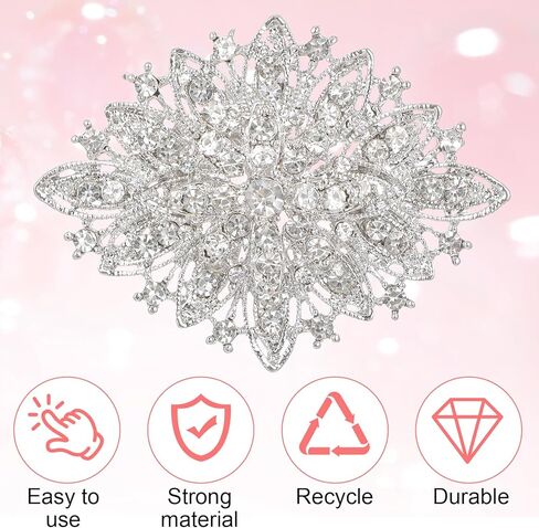 Vintage Deco Crystal Rhinestone Brooch Pin Flower Brooch for Women Floral Lapel Pins Clip Sweater Coat Scarves Dress Birthday Party Wedding Costume Jewelry in Saudi Arabia