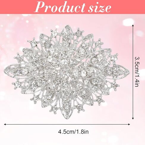 Vintage Deco Crystal Rhinestone Brooch Pin Flower Brooch for Women Floral Lapel Pins Clip Sweater Coat Scarves Dress Birthday Party Wedding Costume Jewelry in Saudi Arabia