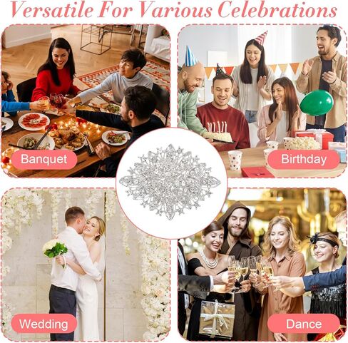 Vintage Deco Crystal Rhinestone Brooch Pin Flower Brooch for Women Floral Lapel Pins Clip Sweater Coat Scarves Dress Birthday Party Wedding Costume Jewelry in Saudi Arabia