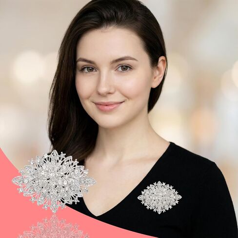 Vintage Deco Crystal Rhinestone Brooch Pin Flower Brooch for Women Floral Lapel Pins Clip Sweater Coat Scarves Dress Birthday Party Wedding Costume Jewelry in Saudi Arabia