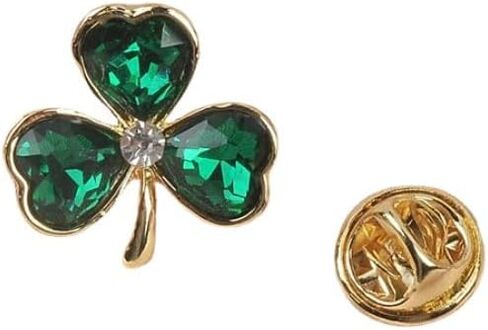Clover Flower Emerald Green CZ Brooch Pin for Women Golden Plated Rhinestone Love Heart Shamrock Lapel Pins Sweater Hat Dress Suit Badges Backpack Bags Accessories Brooches Delicate Jewelry Gifts St Patrick's Day Festive Party Decor in Saudi Arabia