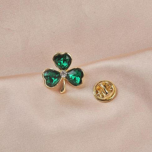 Clover Flower Emerald Green CZ Brooch Pin for Women Golden Plated Rhinestone Love Heart Shamrock Lapel Pins Sweater Hat Dress Suit Badges Backpack Bags Accessories Brooches Delicate Jewelry Gifts St Patrick's Day Festive Party Decor in Saudi Arabia