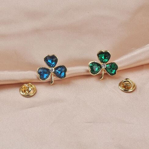 Clover Flower Emerald Green CZ Brooch Pin for Women Golden Plated Rhinestone Love Heart Shamrock Lapel Pins Sweater Hat Dress Suit Badges Backpack Bags Accessories Brooches Delicate Jewelry Gifts St Patrick's Day Festive Party Decor in Saudi Arabia
