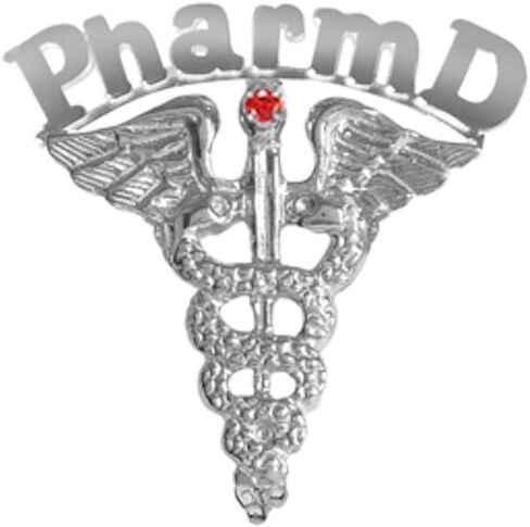 NursingPin - Pharm D Graduation Pin with Ruby for Doctor of Phamacy in Silver in Saudi Arabia
