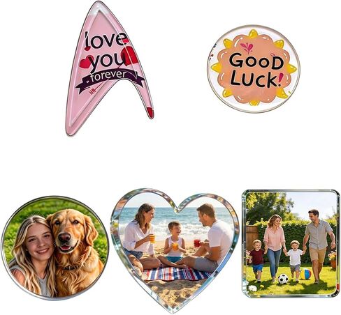 6PCS DIY Custom Pins & Photo Magnets Kit, Acrylic Clear Badge Brooch Set for Fridge/Refrigerator, Decorative Picture Magnets & Brooches for Locker, Backpack, Hat, Clothes, Birthday Memorial Gifts in Saudi Arabia