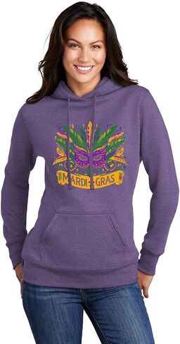Go All Out Mardi Gras Mask With Beads Fun Gift Idea Mens Women Sweatshirt Hoodie in Saudi Arabia