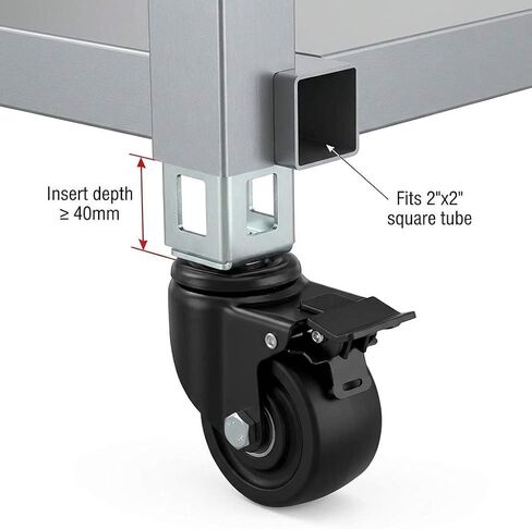 عجلات عجلات تخزين QWORK، 4 عبوات 3 بوصات شديدة التحمل 1500 رطل. أقصى سعة لملحقات رف التخزين، مناسبة لرفوف الرفوف ذات القفل الذاتي in Kuwait