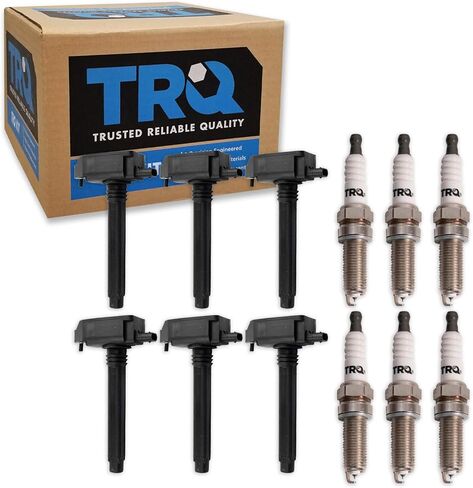 TRQ Ignition Kit Ignition Coil Spark Plugs Compatible with 17-21 Chrysler 16-21 Dodge Jeep 19-21 Ram in Saudi Arabia