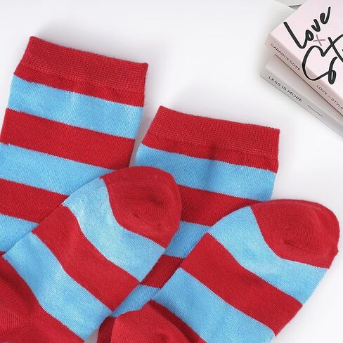 Red and White Blue Striped Crazy Socks Knee High with Long Gloves for Kids Girls Boys Costume Party Outfit Accessories in Saudi Arabia