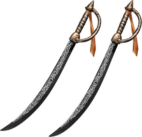 2pcs Pirate Sword Toys,26.7" Pirate Costume Set,Plastic Toy Sword for Party Dress-Up,Halloween Costume Accessorie Brown in Kuwait
