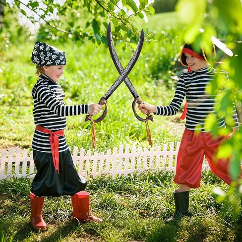 2pcs Pirate Sword Toys,26.7" Pirate Costume Set,Plastic Toy Sword for Party Dress-Up,Halloween Costume Accessorie Brown in Kuwait