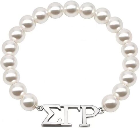 Graduation Sorority Women Gift Imitation Pearl Strand Stainless Steel Greek Letter Sigma Bracelet for SGR Members in Saudi Arabia