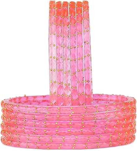 Shemass™ Raindrop Glass Bangles Set For Women & Girls | Trendy Transparent Crystal Glass Bangles Collection in Saudi Arabia