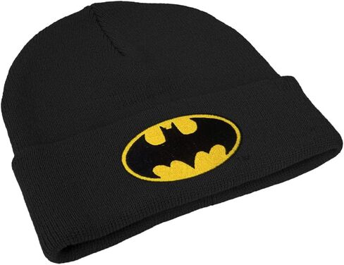 Batman Classic Bat Shield Logo Knit Beanie - Unisex for Men and Women, Black in Saudi Arabia