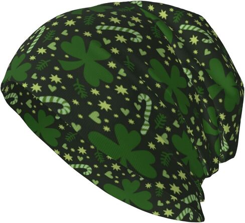 St. Patrick's Day Green Beanie Hat for Women Men, Green Shamrocks Knitted Cap Stretchy Beanies Skull Cap in Kuwait