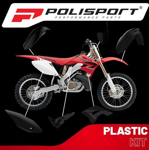 Polisport Motocross (MX) Restyling Kit for Honda CR125/250 (2004-07) Dirt Bike – OEM Quality, Durable, Flexible & Perfect Fit – Black in Saudi Arabia