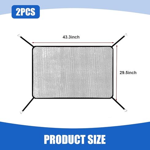 شبكة شبكية للسيارة، شبكة حماية لخزان مياه المحرك مقاومة للغبار والقطط، غطاء عزل للشبكة الأمامية عالي الكثافة مع تركيب حبل خطاف، لمعظم السيارات (أسود #43.3 بوصة × 29.5 بوصة) in Kuwait