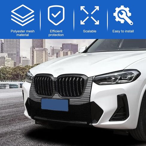 شبكة شبكية للسيارة، شبكة حماية لخزان مياه المحرك مقاومة للغبار والقطط، غطاء عزل للشبكة الأمامية عالي الكثافة مع تركيب حبل خطاف، لمعظم السيارات (أسود #43.3 بوصة × 29.5 بوصة) in Kuwait