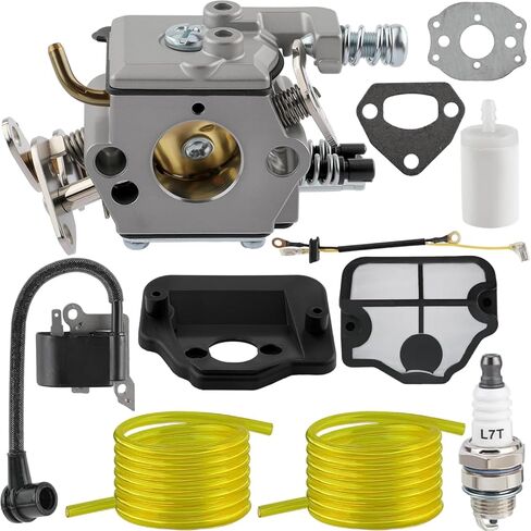 530071987 Carburetor Tune up Kit Compatible with Husqvarna 36 41 136 137 137E 141 141LE 142 142E Walbro WT-834 WT-289 WT-657 WT-285 WT-239 Chainsaw Parts Carb with 545199901 545063901 Ignition Coil in Saudi Arabia