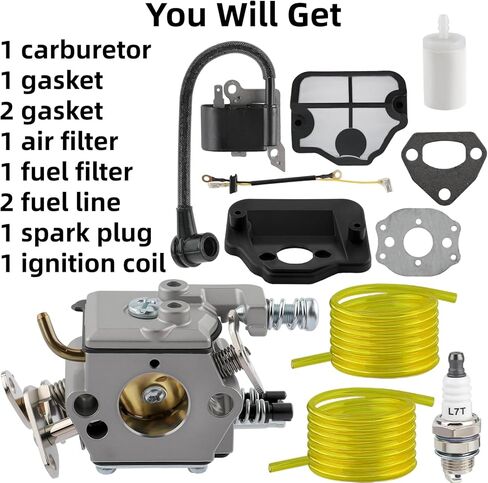 530071987 Carburetor Tune up Kit Compatible with Husqvarna 36 41 136 137 137E 141 141LE 142 142E Walbro WT-834 WT-289 WT-657 WT-285 WT-239 Chainsaw Parts Carb with 545199901 545063901 Ignition Coil in Saudi Arabia