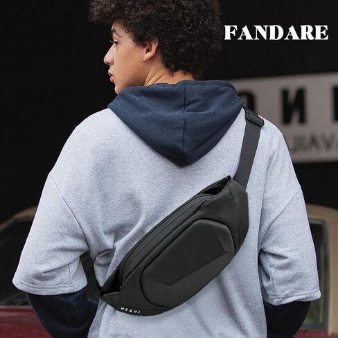 FANDARE Men's Travel Sling Bag Water-Resistant, 2.6L Crossbody Bag with Multiple Pockets, Wide Comfortable Shoulder Strap, Lightweight Shoulder Backpack for Travel Cycling Outdoor Sports Black in Saudi Arabia