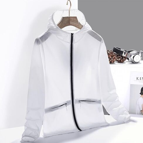 Sun Protection Hiking Clothing, Breathable Ice Silk, Couple Sun Protection Clothing, White, M,UPF 84 Sun Jacket in Saudi Arabia