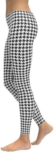 FIERCEPULSE Black & White Houndstooth Signature Leggings for Women – Stretchy Pants Printed Leggings for Workout & Exercise in Saudi Arabia