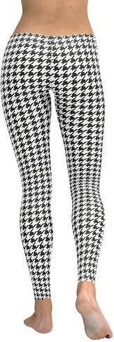 FIERCEPULSE Black & White Houndstooth Signature Leggings for Women – Stretchy Pants Printed Leggings for Workout & Exercise in Saudi Arabia
