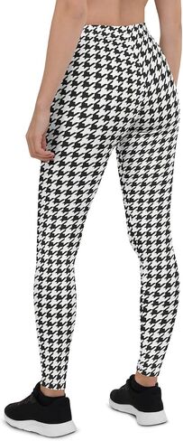 FIERCEPULSE Black & White Houndstooth Signature Leggings for Women – Stretchy Pants Printed Leggings for Workout & Exercise in Saudi Arabia